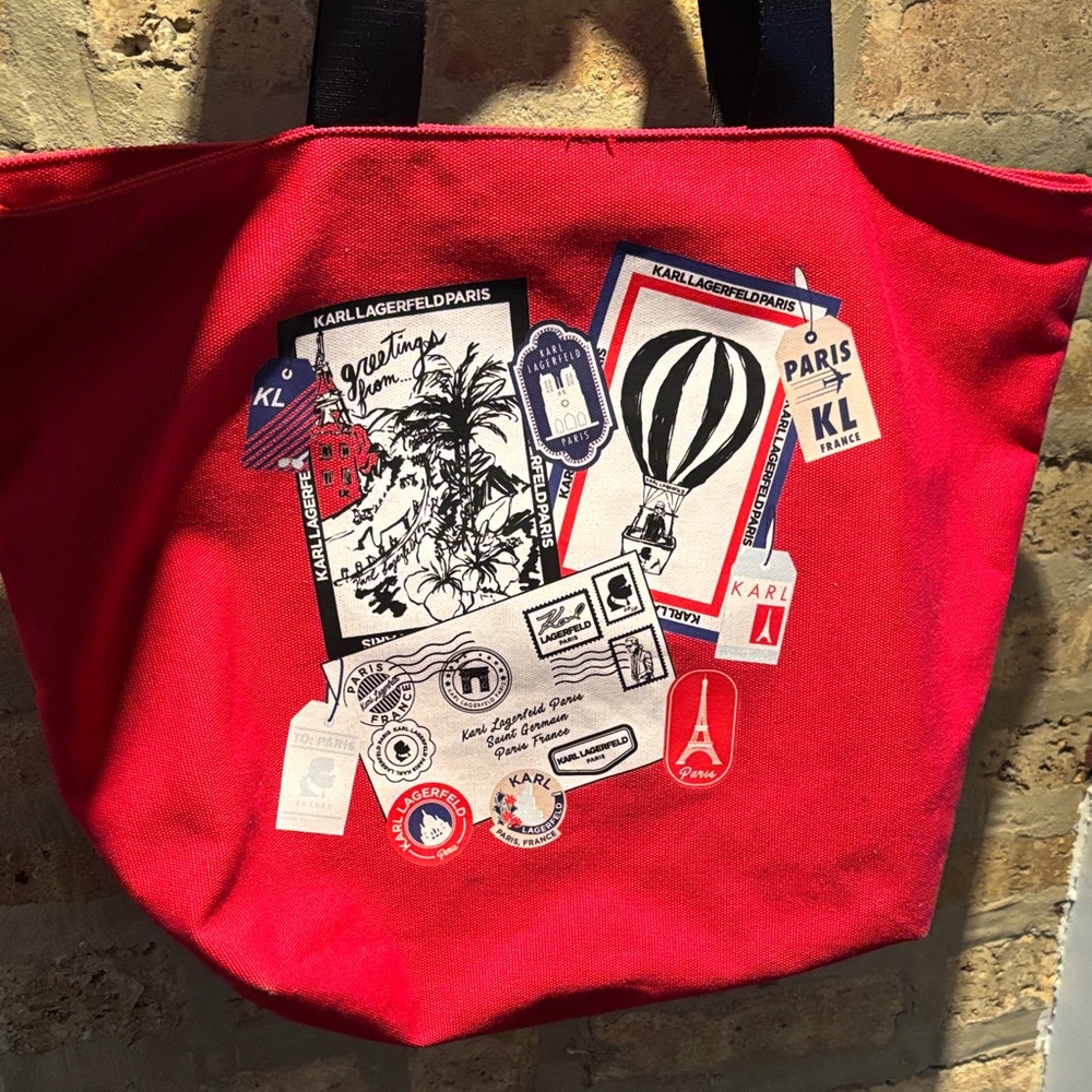 Karl Lagerfeld Vibrant Red Graphic Tote